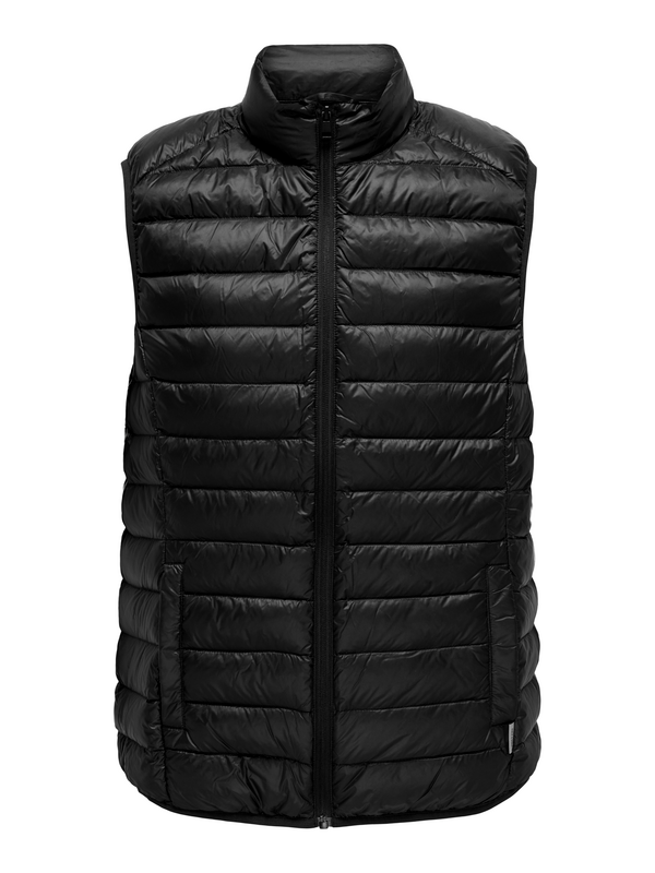 ONLY and SONS  Vest - ONSGAVIN LIFE LIGHT QUILTED ZIP VEST OTW - for Men - black
