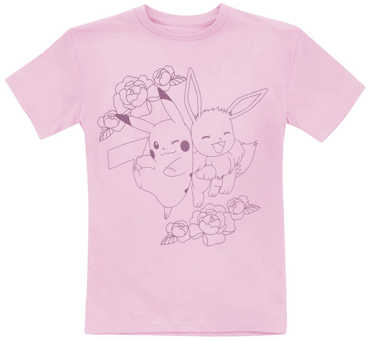 Kids Pikachu und Evoli T-Shirt rosa von Pokémon