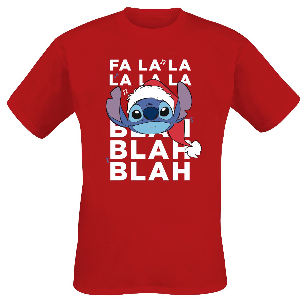Lilo Stitch Fa La La La La La T Shirt rot  - Onlineshop EMP