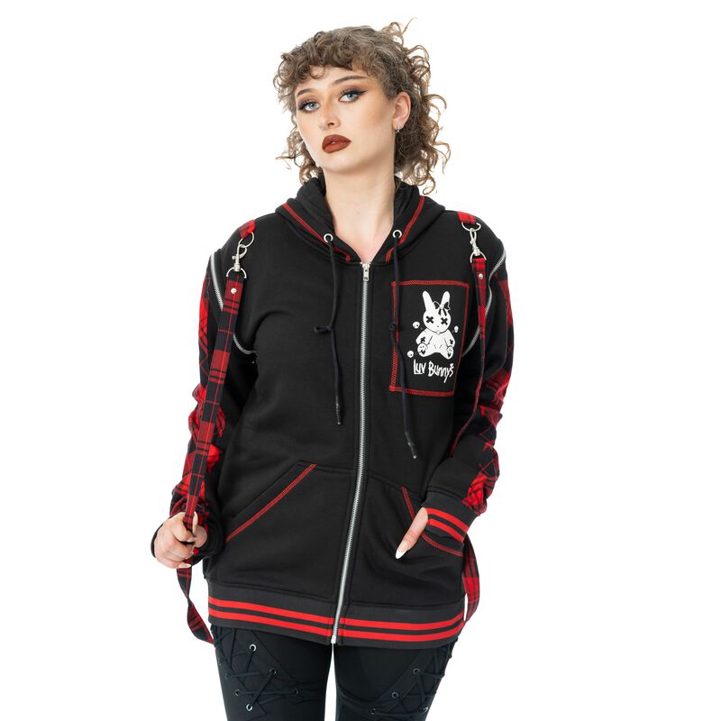 Luv Bunny LB Cursed Bunny Hood Kapuzenjacke schwarz rot in M H-LBCBNY-BR