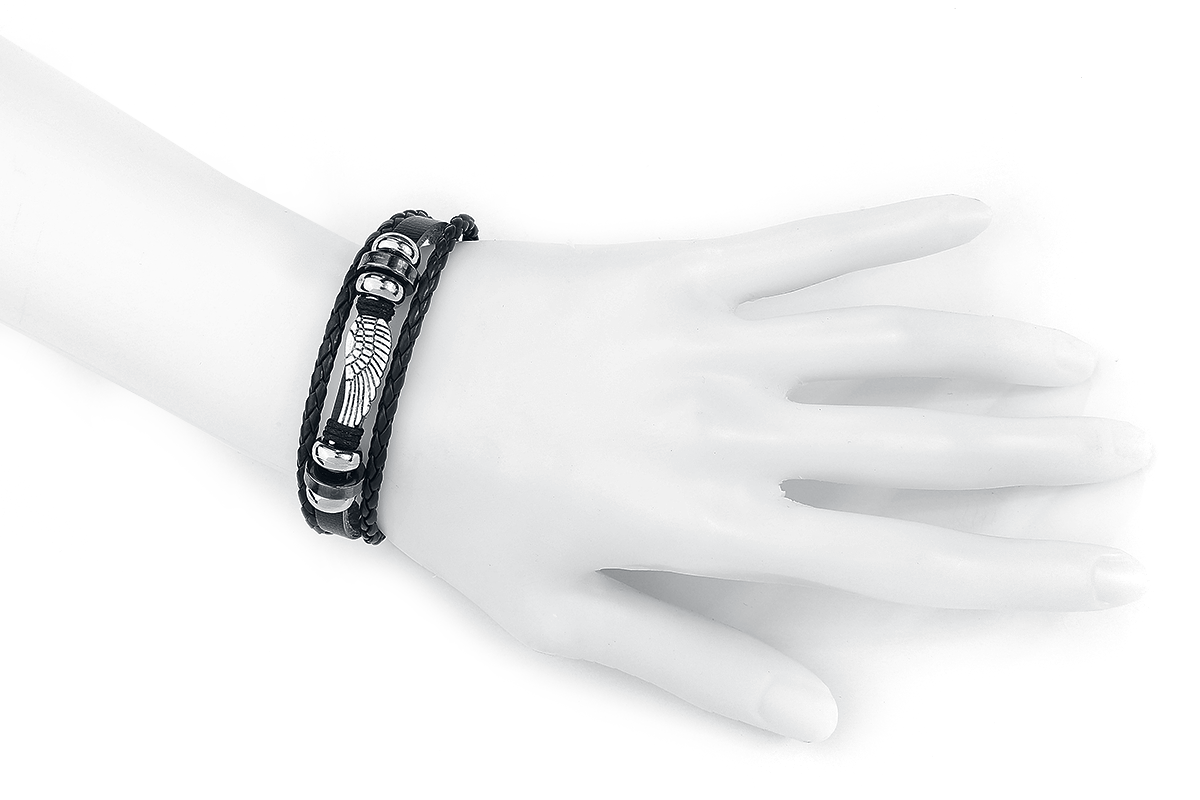 etNox Flügel Lederarmband schwarz - 20.02% Rabatt