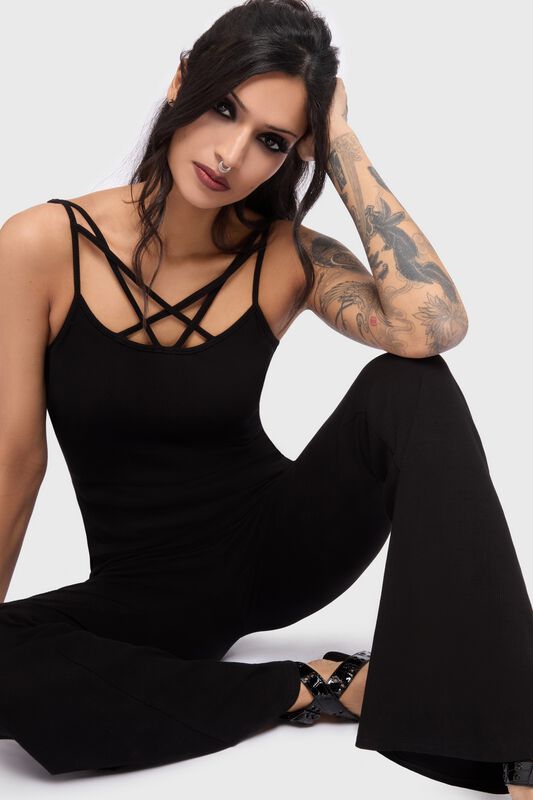 Killstar - Gothic Jumpsuit - Thistle Maxi Dress - Xs Tot 4XL - Voor Vrouwen - Zwart