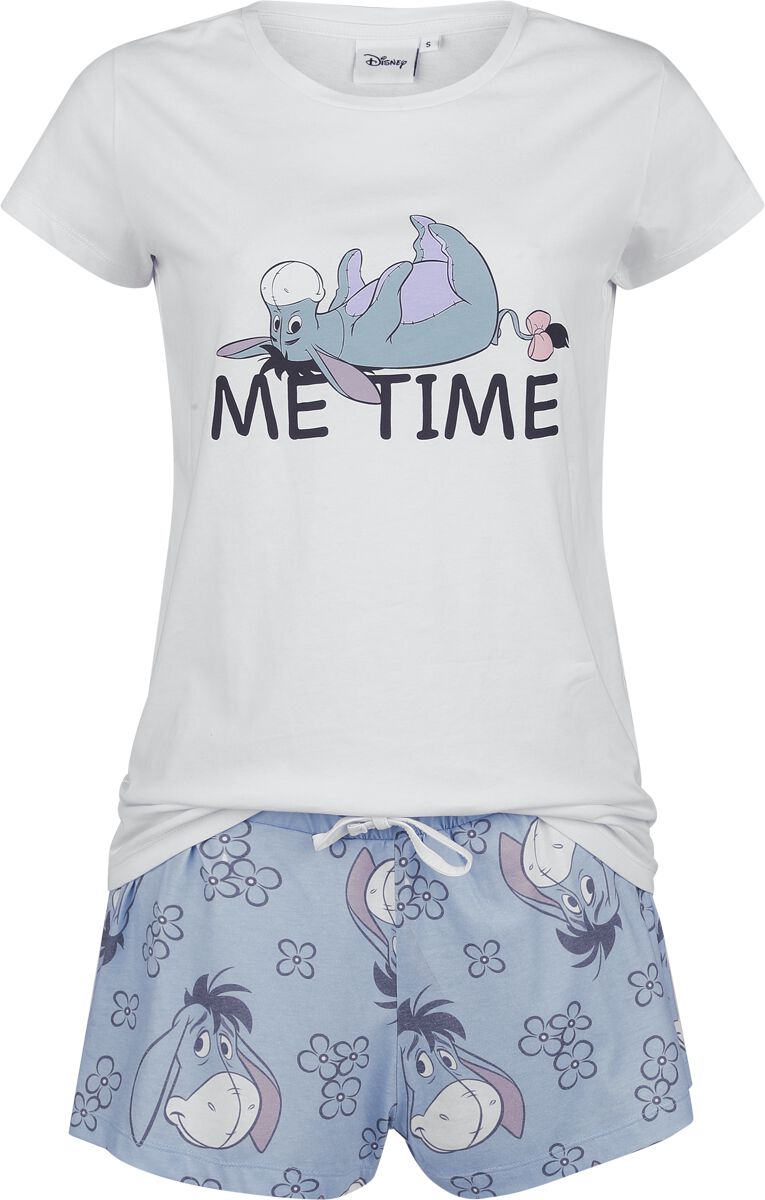 Winnie The Pooh - Disney Schlafanzug - Eeyore - Me Time - S bis 3XL - für Damen - Größe M - weiß/blau  - EMP exklusives Merchandise!
