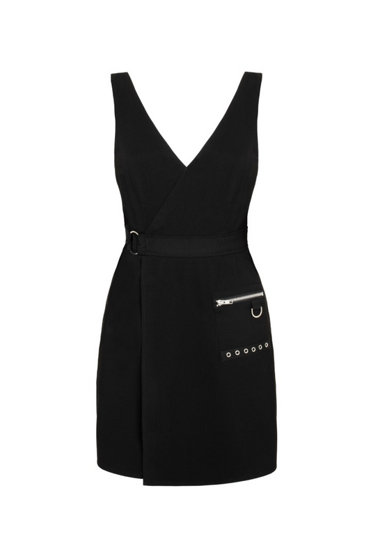 Hell Bunny  Mini Dress - Mallory Pinafore Dress - for Women - black