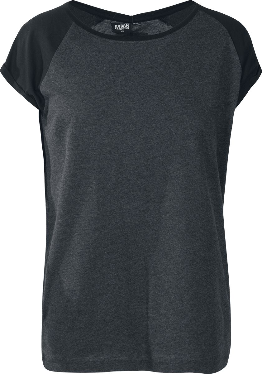 Urban Classics T-Shirt - Ladies Contrast Raglan Tee - XS bis 5XL - für Damen - Größe XL - charcoal/schwarz
