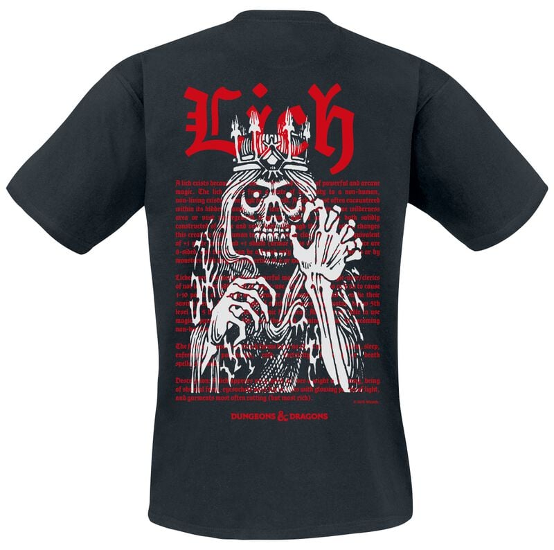 T-Shirt Manches courtes Gaming de Donjons & Dragons - Lich King - S à XXL - pour Homme - noir