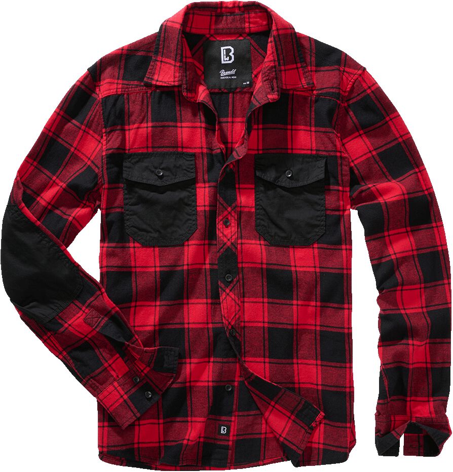 Chemise en flanelle de Brandit - Checkshirt Black Edition - S à M - pour Homme - noir/rouge