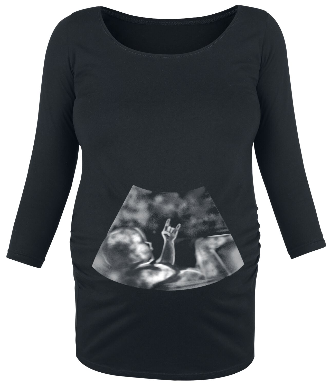 Levně Móda pro těhotné Ultraschall Metal Hand Baby Dámské tričko s dlouhými rukávy černá
