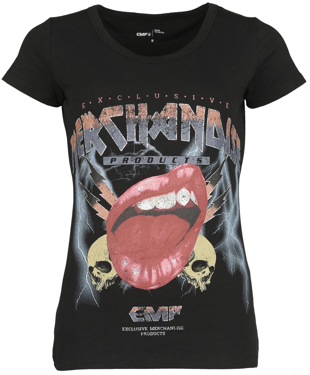 Image of T-Shirt di EMP Stage Collection - T-shirt with EMP vintage print - S a 5XL - Donna - nero