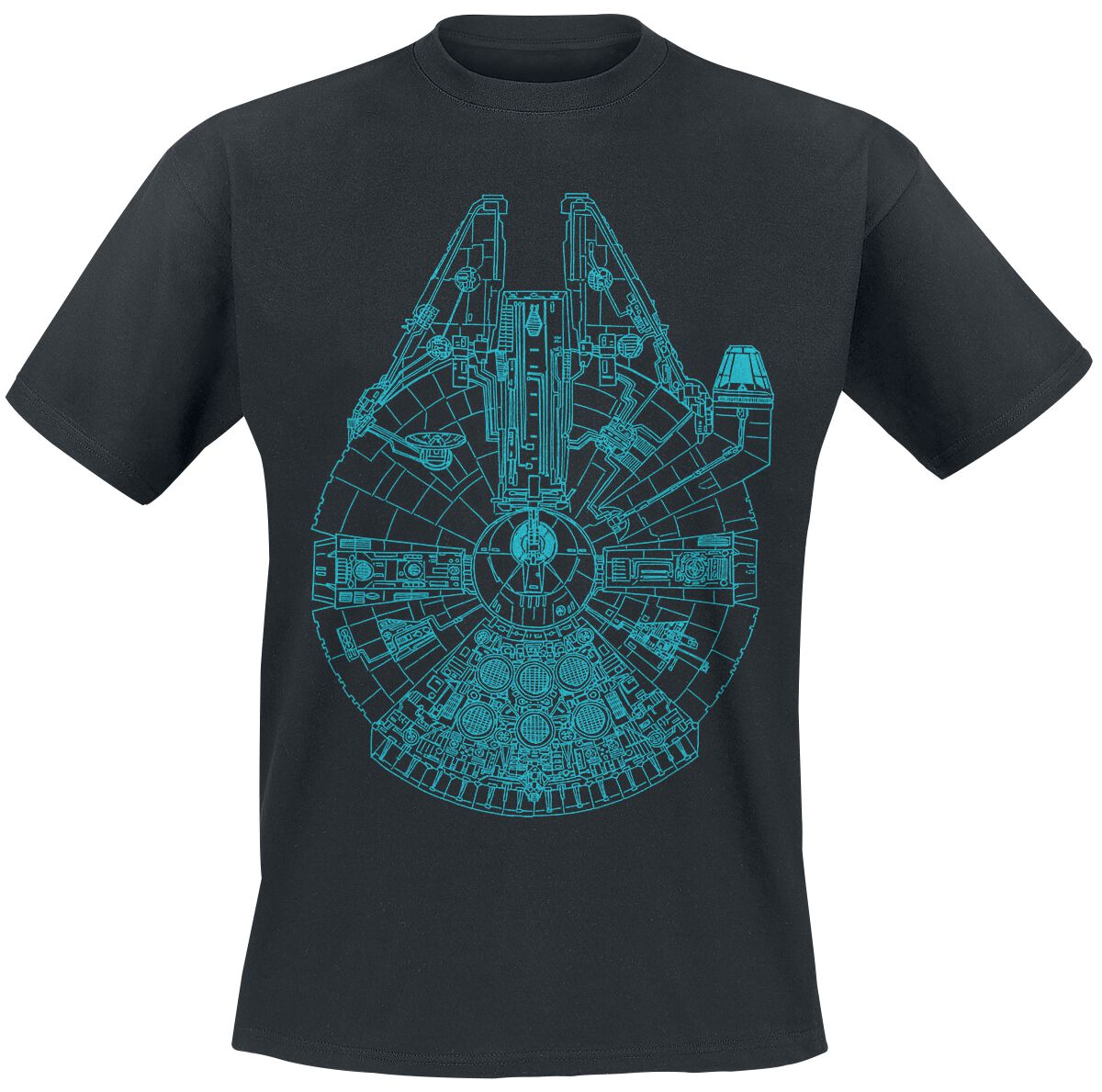 Star Wars T-Shirt - Millenium Falcon Blueprint - S bis XXL - für Männer - Größe S - schwarz  - Lizenzierter Fanartikel