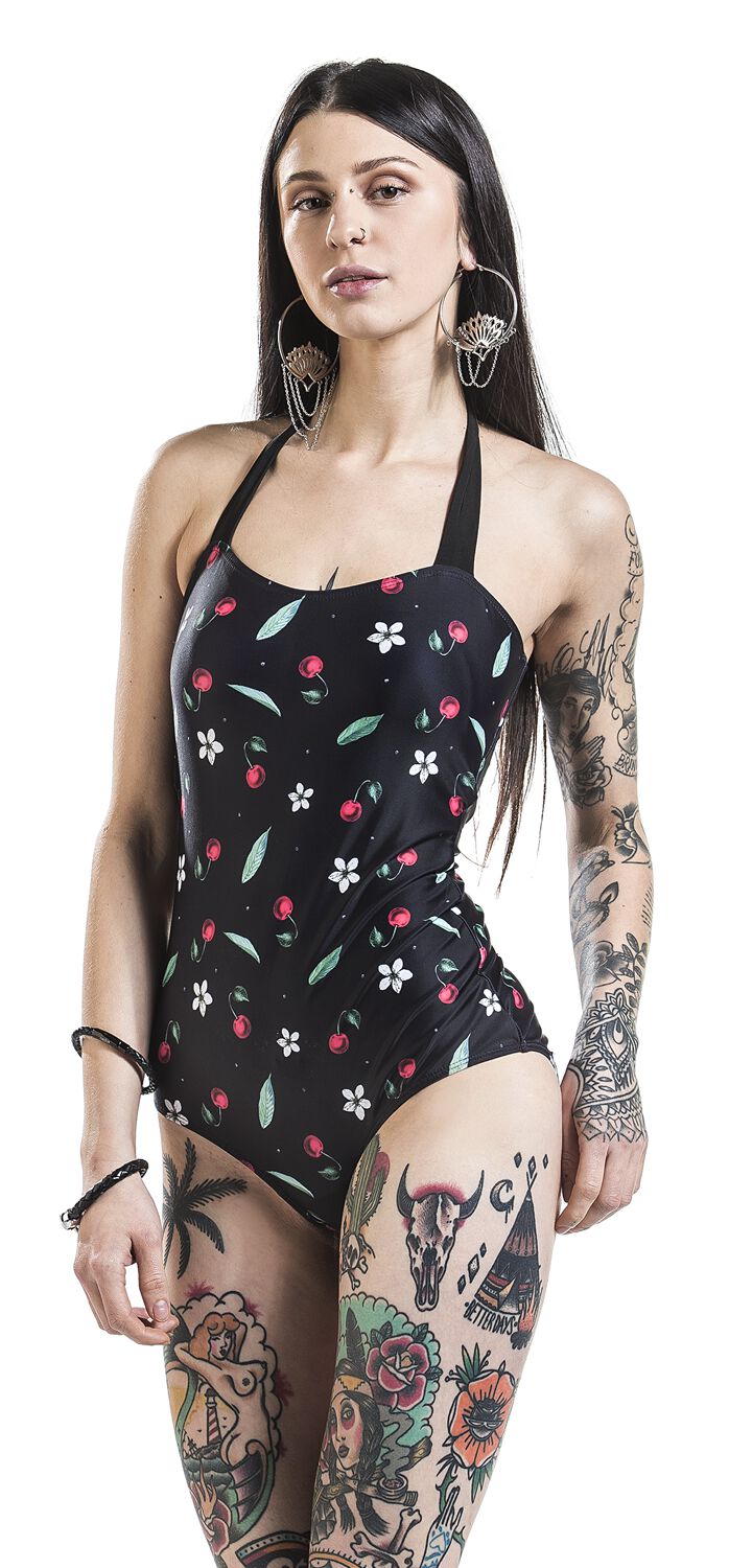 Pussy Deluxe Rockabilly Badeanzug Cherry Blossom Swimsuit XS bis XXL für Damen Größe M multicolor  - Onlineshop EMP