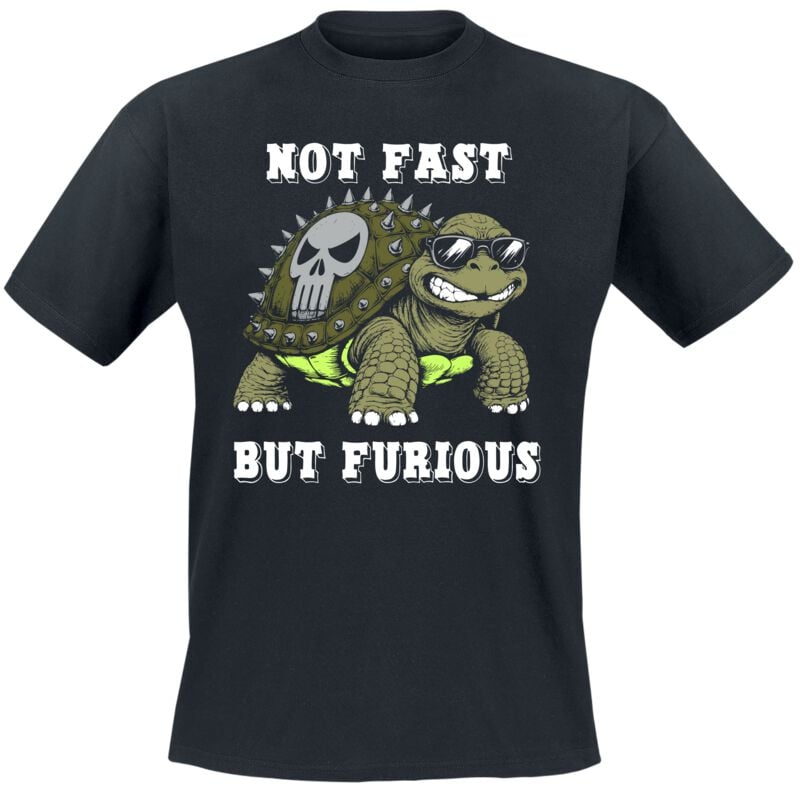 T-Shirt Manches courtes Fun de Tierisch - Not Fast But Furious - M à 3XL - pour Homme - noir