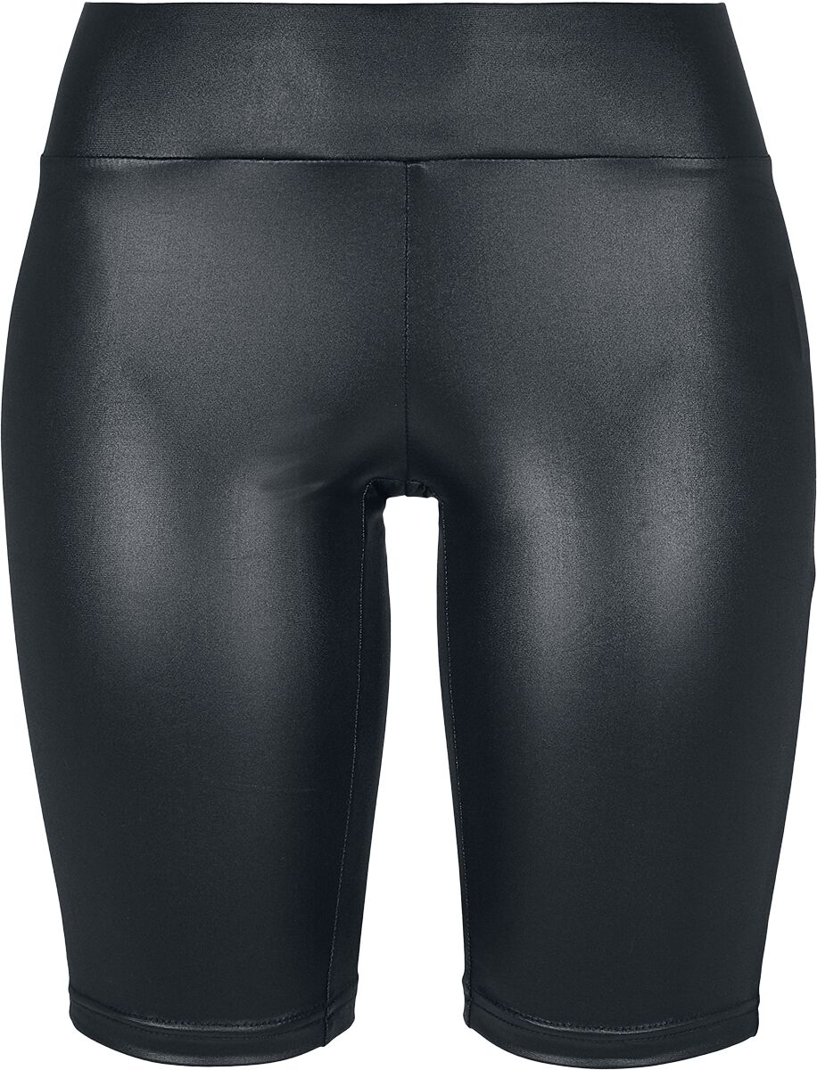 Ladies Imitation Leather Cycle Shorts Short schwarz von Urban Classics