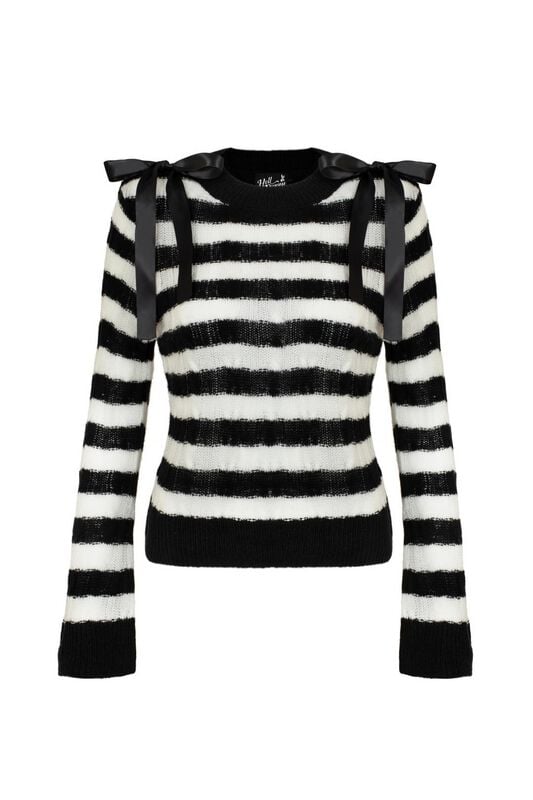 Hell Bunny - Rockabilly Gebreide trui - SEATTLE JUMPER - XS tot 4XL - voor Vrouwen - zwart-wit