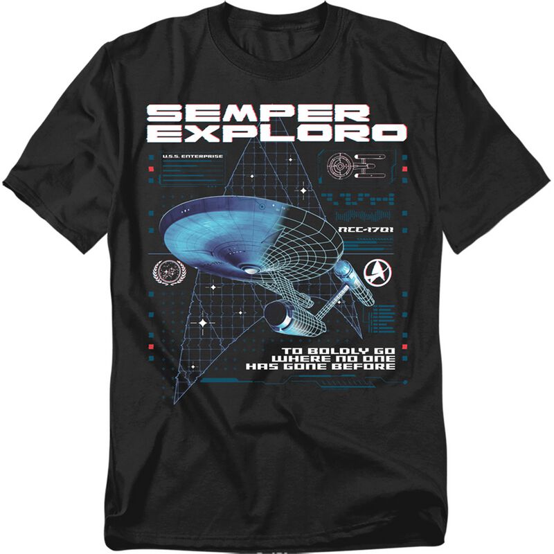 Star Trek T-Shirt - Enterprise Schematics - M bis 5XL - für Männer - Größe M - schwarz  - Lizenzierter Fanartikel