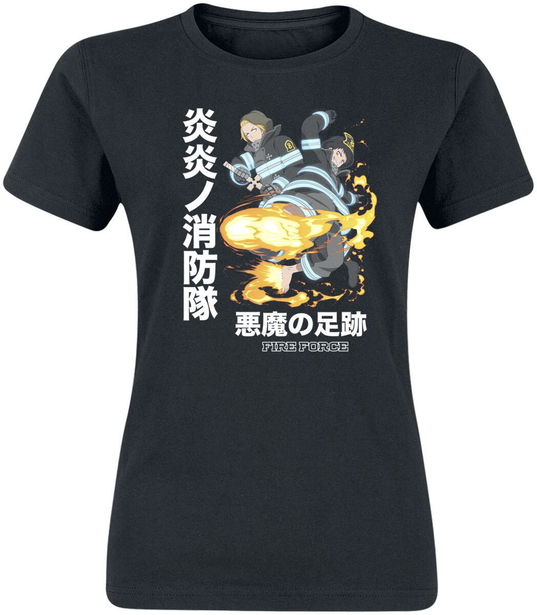Fire Force - Anime T-Shirt - Devil`s Footprints - S bis XXL - für Damen - Größe L - schwarz  - Lizenzierter Fanartikel