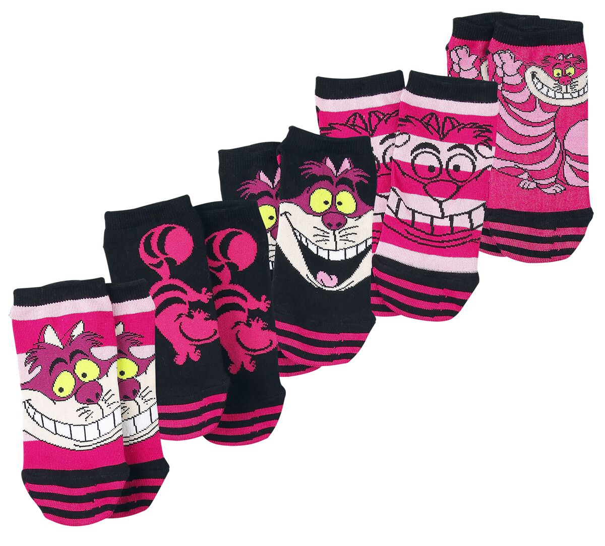 Alice im Wunderland Grinsekatze Socken pink schwarz 39612