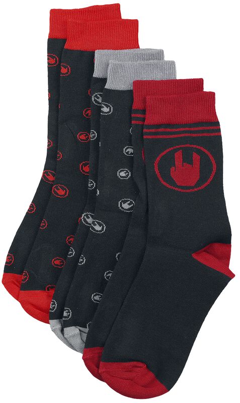Rot/schwarzes 3er Pack Socken