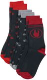 Rot/schwarzes 3er Pack Socken, EMP Basic Collection, Socken