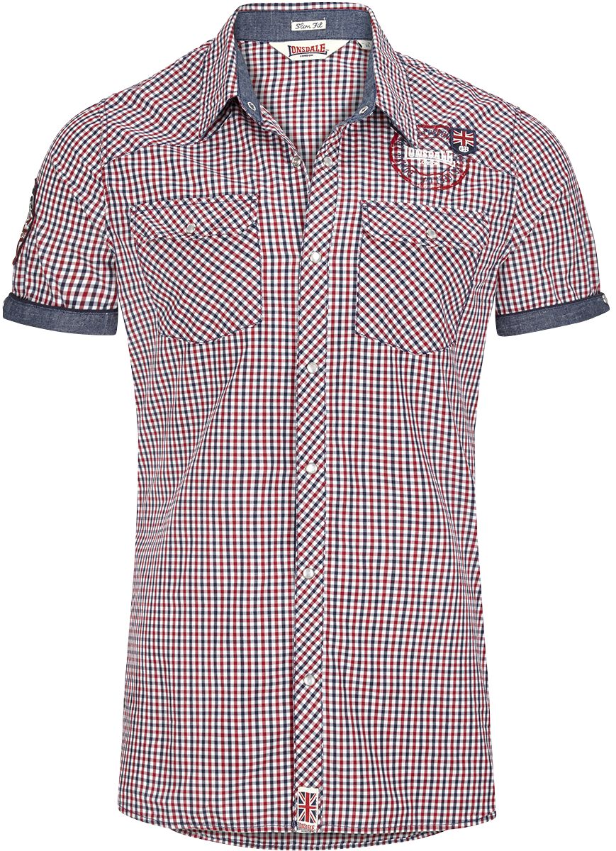 Lonsdale London Kurzarmhemd - Reigate - S bis XXL - für Männer - Größe S - blau/rot/weiß