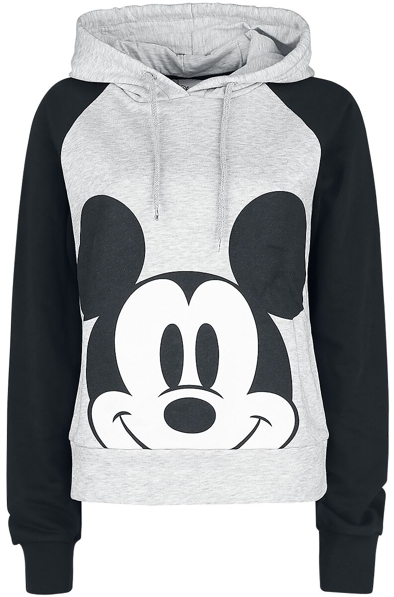 Levně Mickey & Minnie Mouse Micky Maus Dámská mikina s kapucí světlešedá melírovaná/čierna