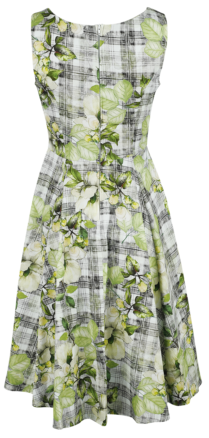 H&R London - Rockabilly Kleid knielang - Geraldine Swing Dress - XS bis 4XL - für Damen - Größe XL - braun/grün
