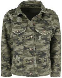 Camouflage Jeansjacke mit Destroyed Effekten