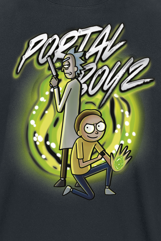 Rick And Morty T-Shirt - Portal Boyz - S bis XXL - für Männer - Größe L - schwarz  - Lizenzierter Fanartikel