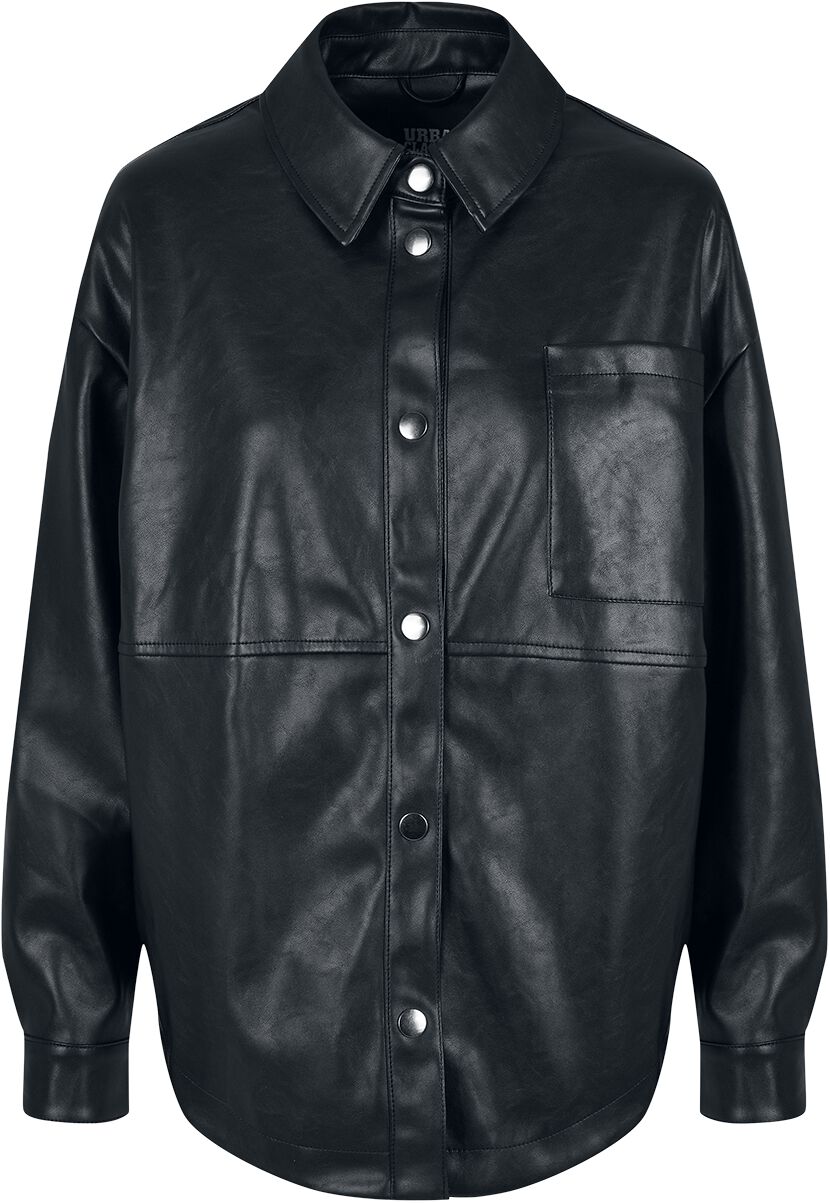 Urban Classics Ladies Faux Leather Overshirt Longsleeve black