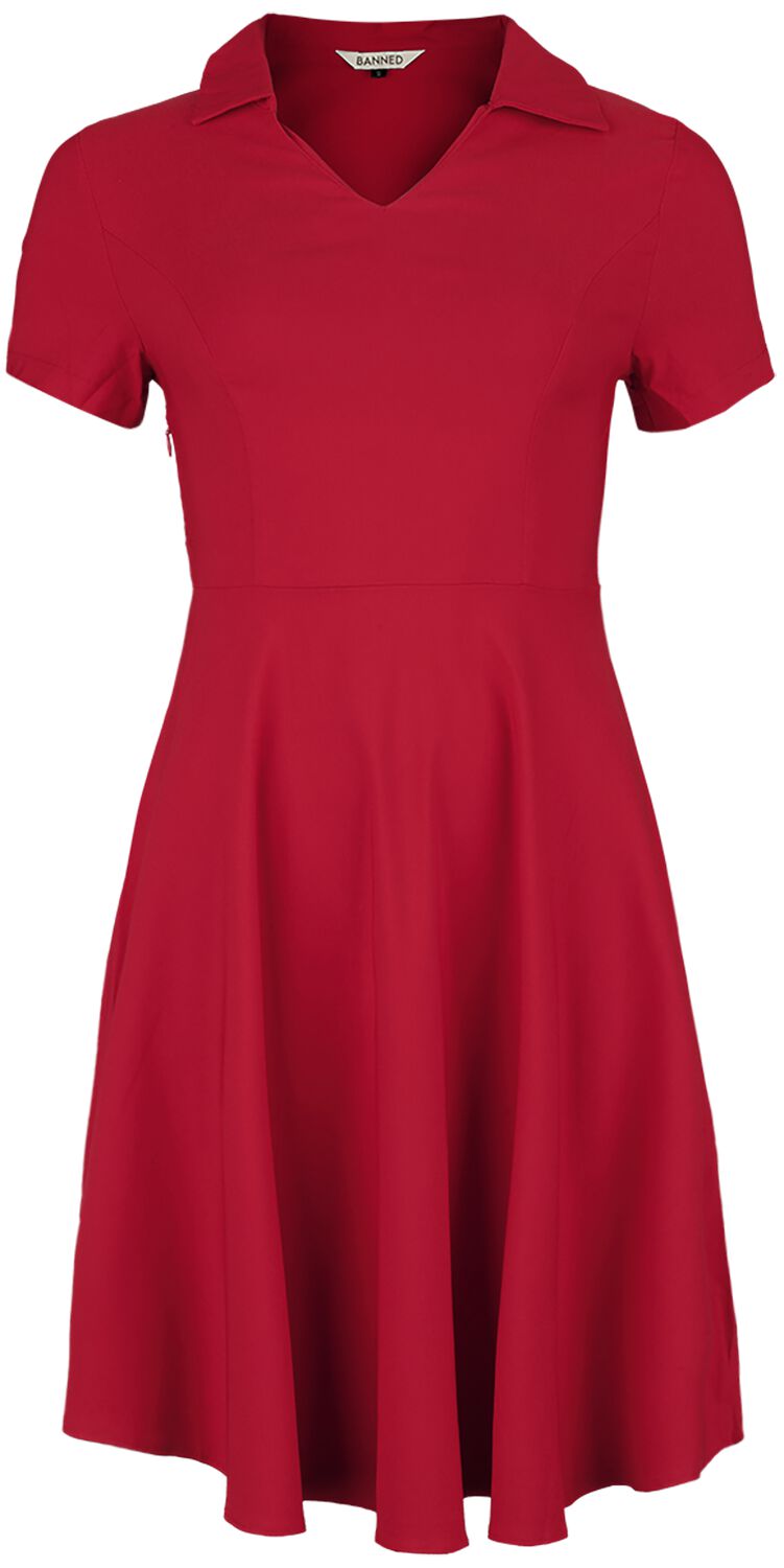 Banned Retro - Rockabilly Kleid knielang - Wonder Fit & Flare Dress - XS bis 4XL - für Damen - Größe M - rot