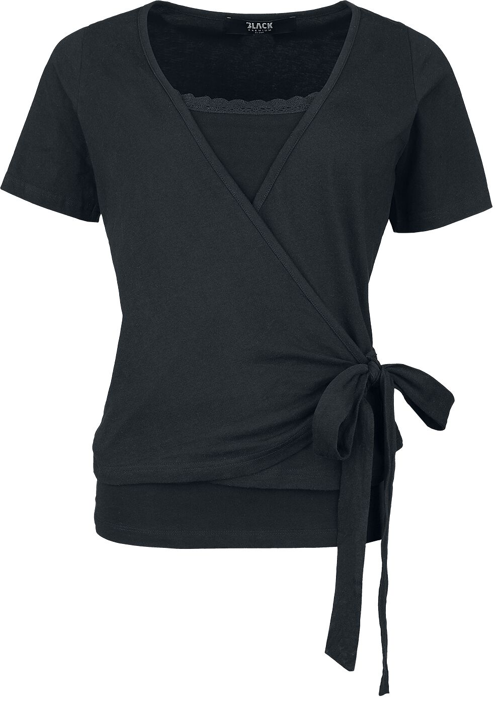 Levně Black Premium by EMP Dvouvrstvé tričko s uzlem Dámské tričko černá