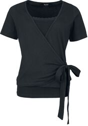 Double-Layer-T-Shirt With Knot, Black Premium by EMP, T-Shirt