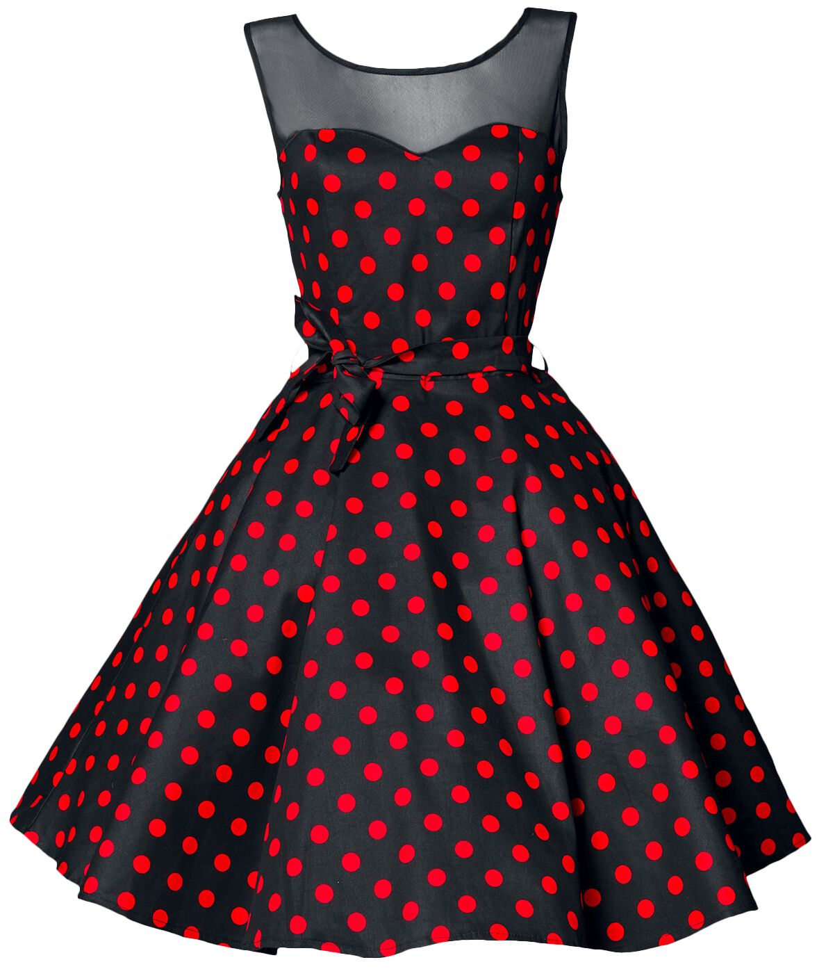 Swing-Kleid mit Mesheinsatz Mittellanges Kleid schwarz/rot von Belsira