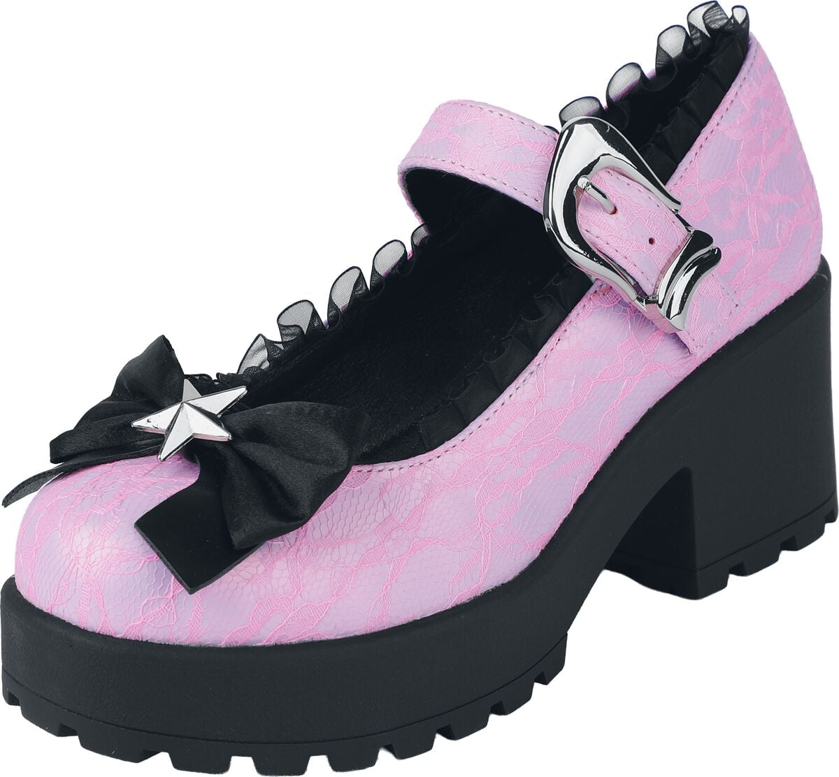 Tacco alto Rockabilly di KOI - Tira Mary Janes ‘ Park Princess Edition’ - EU36 a EU41 - Donna - nero/rosa