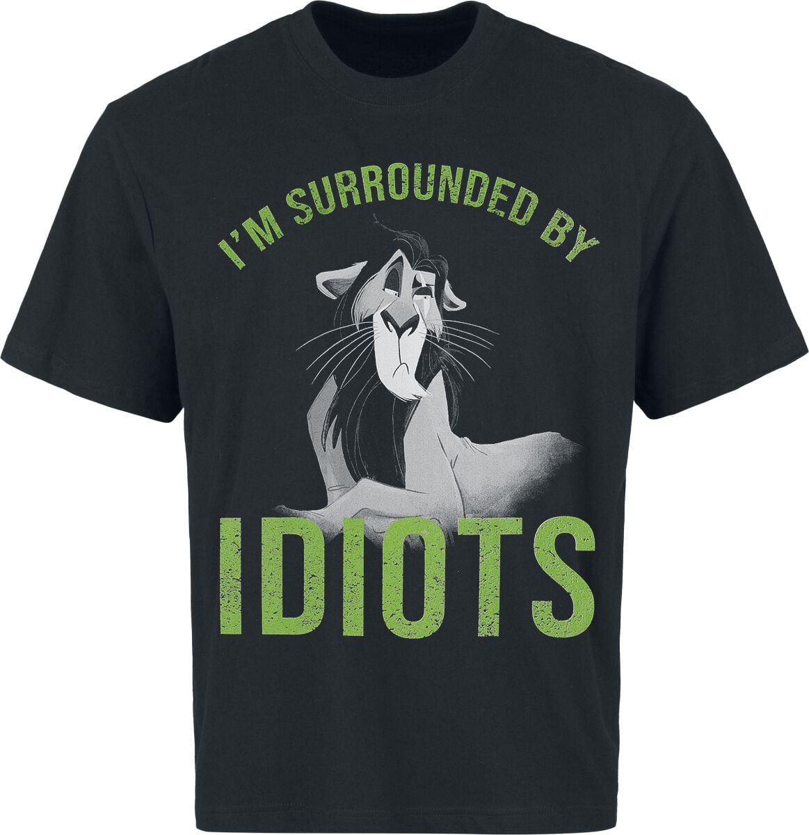 T-Shirt Oversize Disney de Le Roi Lion - Scar - I'm Surrounded By Idiots - S à XXL - pour Homme - noir