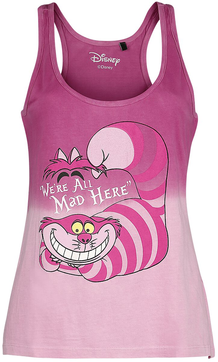Alice im Wunderland - Disney Top - Grinsekatze - We`re All Mad Here - S bis XL - für Damen - Größe M - rosa  - Lizenzierter Fanartikel