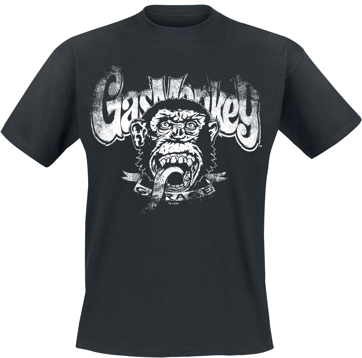 Gas Monkey Garage T-Shirt - Distressed Monkey - S bis M - für Männer - Größe M - schwarz  - Lizenzierter Fanartikel
