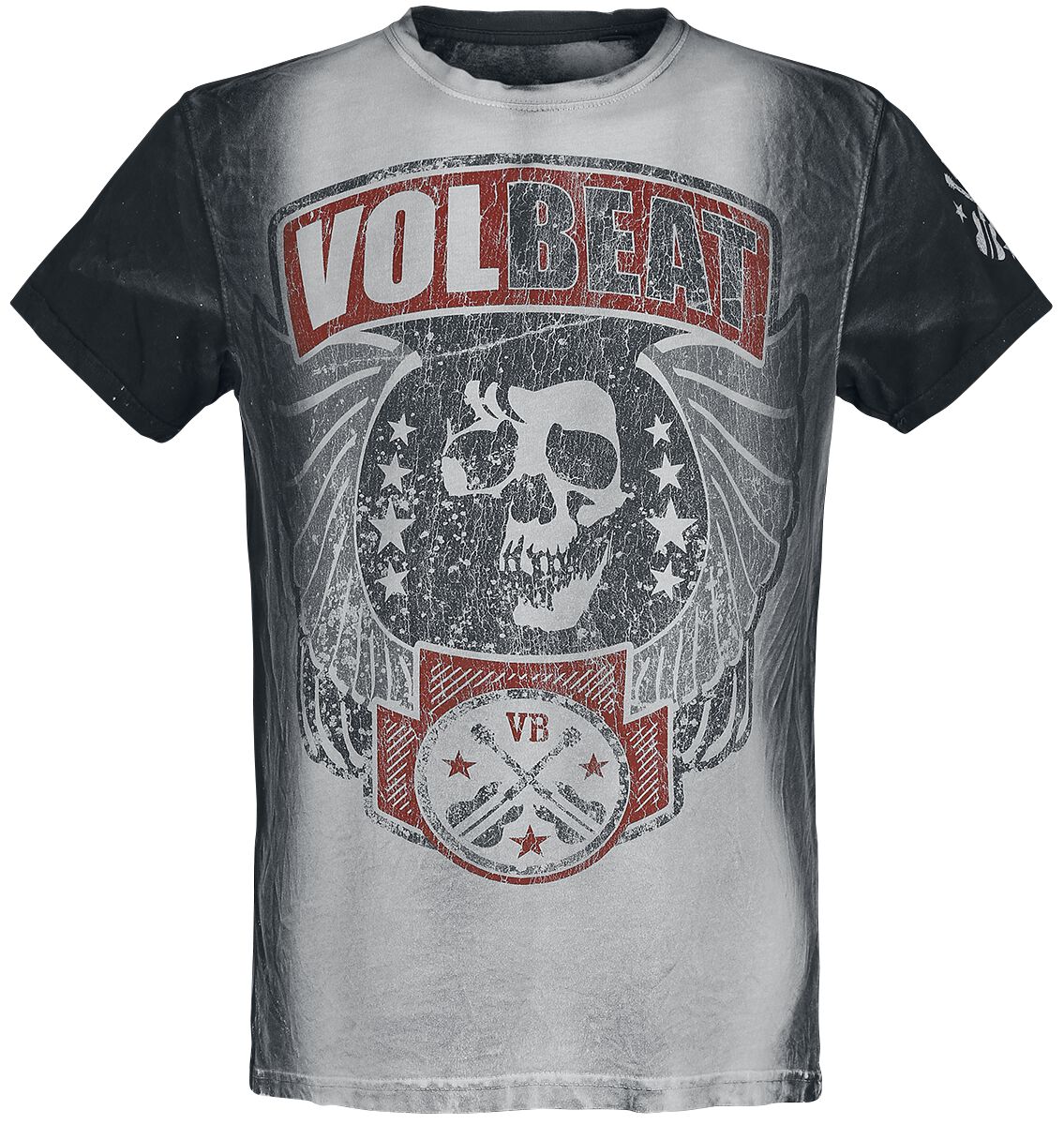 Image of Volbeat Skull And Stars T-Shirt hellgrau/schwarz