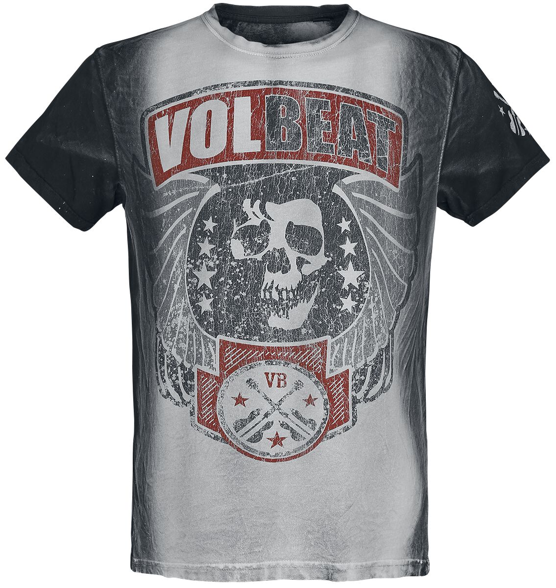Volbeat Skull And Stars T-Shirt hellgrau schwarz – 23.34% Rabatt