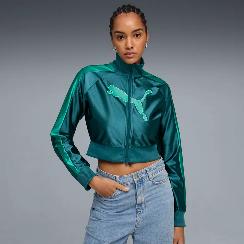 Thumbnail - Puma FUTURE.PUMA.ARCHIVE T7Slim Cropped Track Jacket Trainingsjacke grün in M