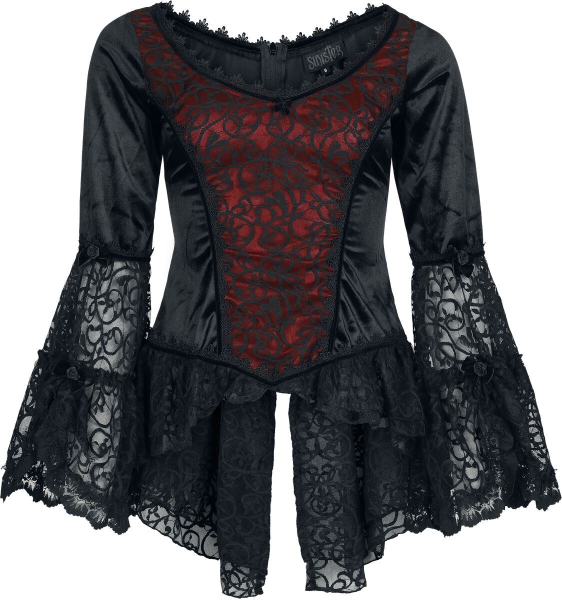 Camiseta Gótico de Sinister Gothic - Gothic Top - Mujer - negro/rojo