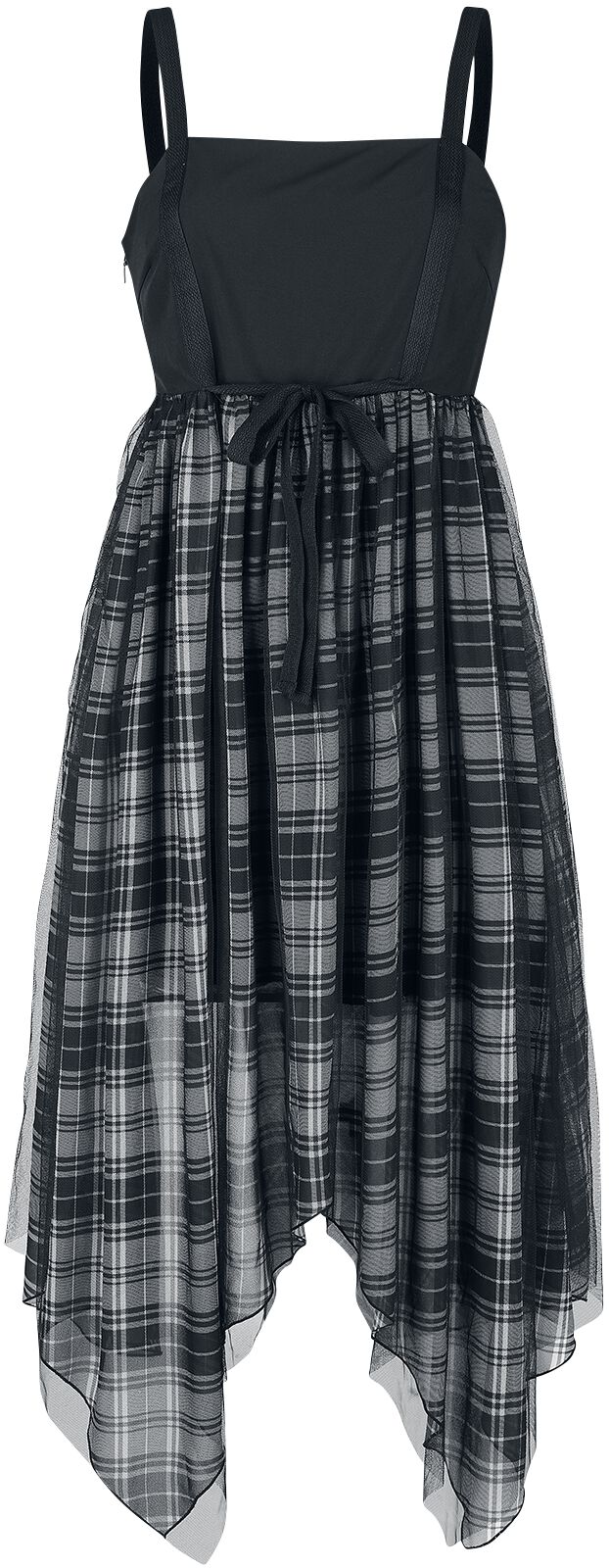 Image of Abito lungo di Rock Rebel by EMP - Dress with plaid tapered skirt - S - Donna - nero/grigio