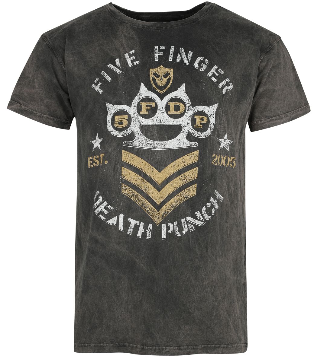 Five Finger Death Punch T-Shirt - Brass Knuckles - M - für Männer - Größe M - grau  - Lizenziertes Merchandise!