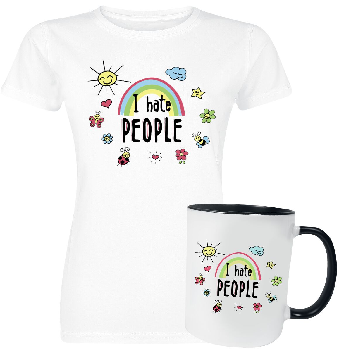 T-Shirt Manches courtes Fun de Slogans - Coffret Cadeau - I Hate People - S à 3XL - pour Femme - bla