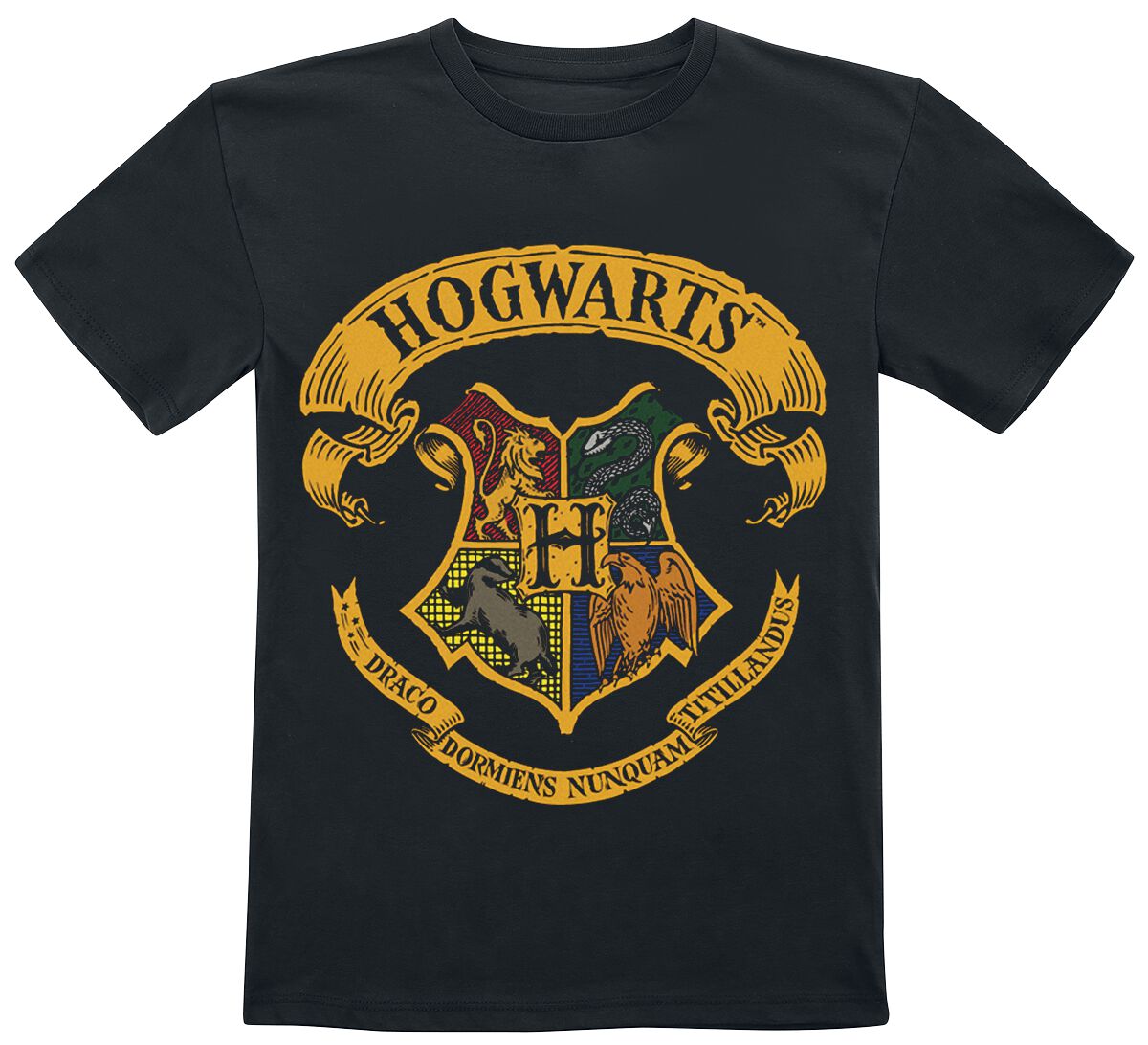 Image of T-Shirt di Harry Potter - Kids - Hogwarts Crest - 104 a 164 - ragazzi & ragazze - nero