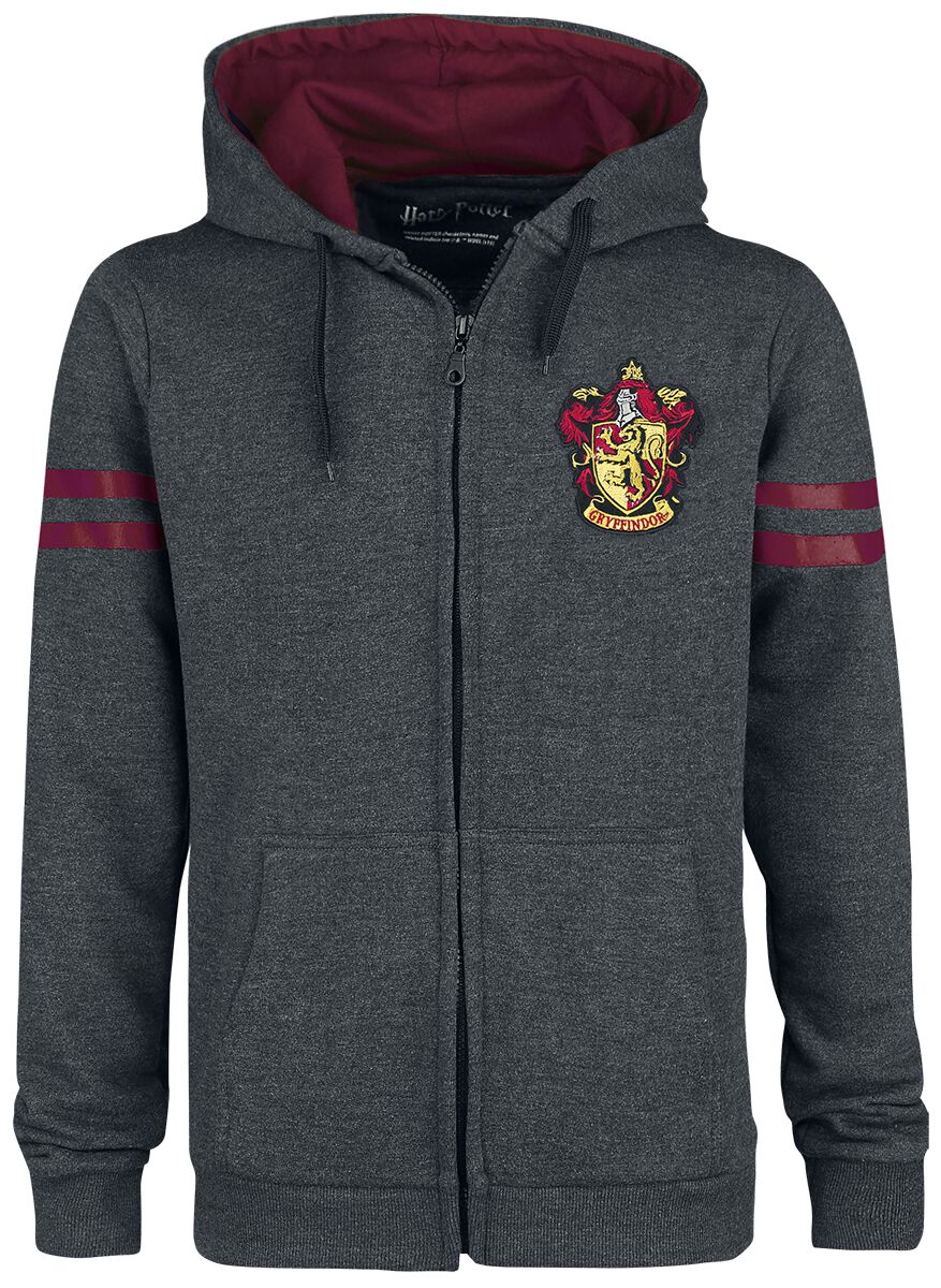 Harry Potter Kapuzenjacke - Gryffindor Sport - S bis L - für Männer - Größe S - grau/bordeaux  - Lizenzierter Fanartikel
