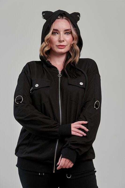 🏷️ Sweat-shirt à capuche Rockabilly de Banned Alternative - Neo Noir - Sweat à Capuche - pour Femme