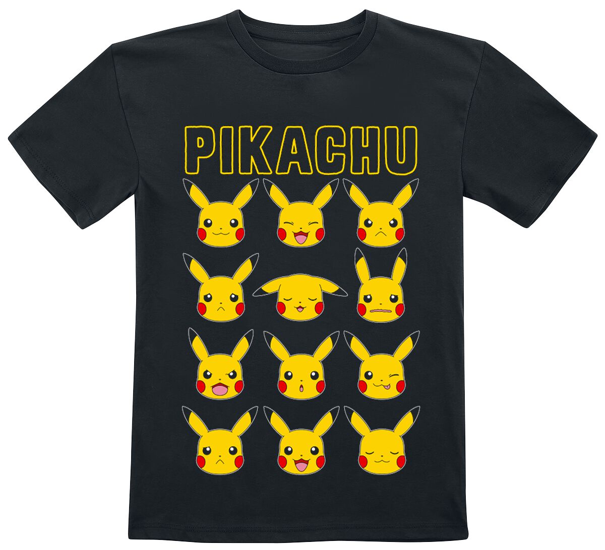 T-shirt Gaming de Pokémon - Enfants - Têtes Pikachu - 104 à 152 - pour filles & garçonse - noir