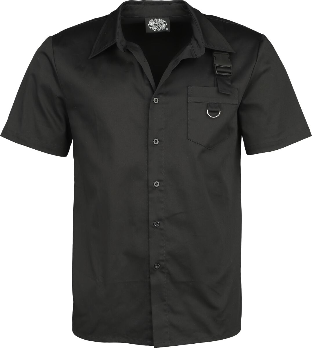 Image of Camicia Maniche Corte Gothic di H&R London - Black shirt - S a 4XL - Uomo - nero