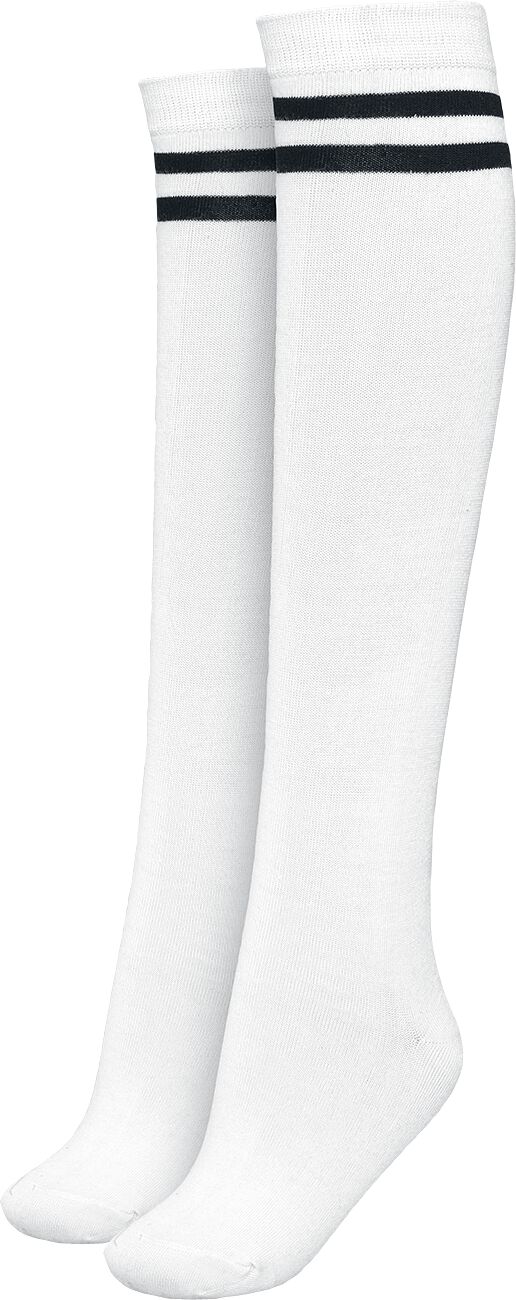 Urban Classics Kniestrümpfe - Ladies College Socks - EU36-39 bis EU40-42 - für Damen - Größe EU 36-39 - weiß/schwarz